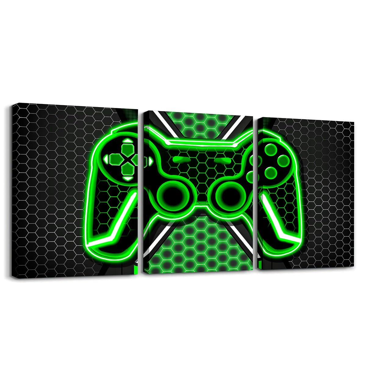 Feelyou Red and Black Picture Wall Decor 12 x 16 3 Piece Gamer Canvas Wall Art for Living Room Bedroom for Kids Game Controller 