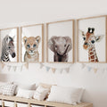 Safari Nursery Wall Art, Wall Art Set of 4, 8X10 Jungle Nursery Decor