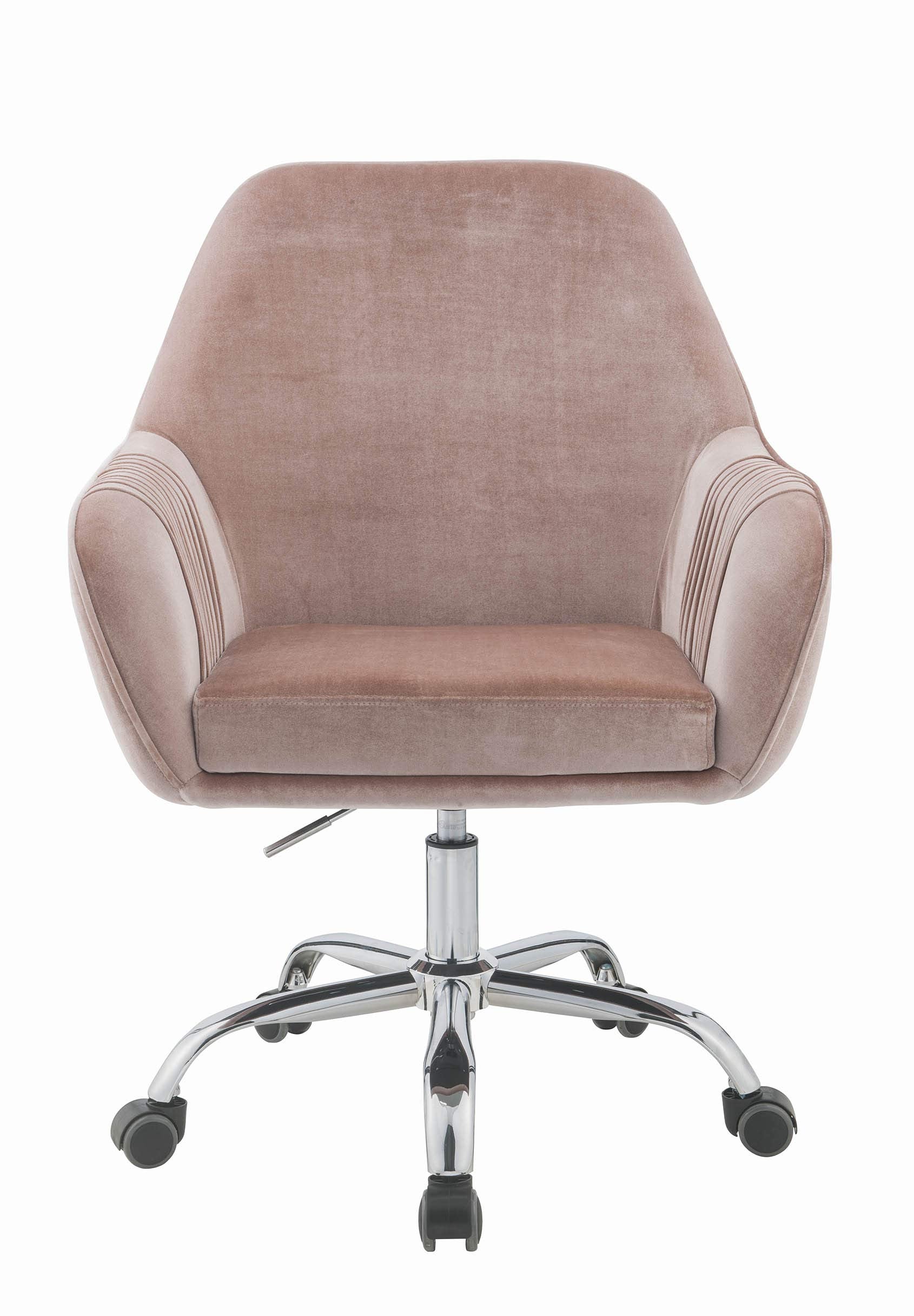 HomeRoots Metal Tube,Foam,Fabric 27' X 22' X 37' Dusky Rose Velvet Office Chair