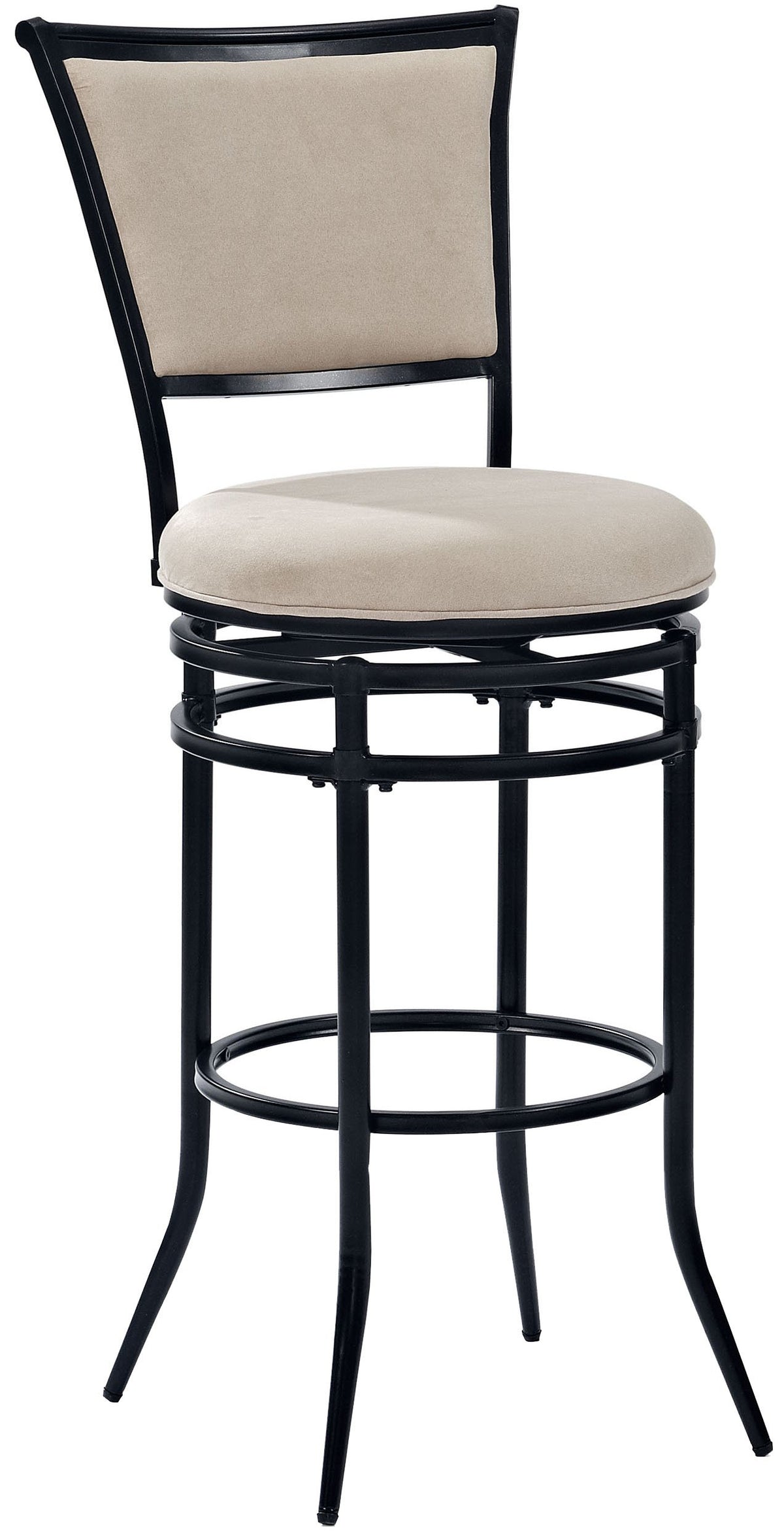 Crosley Furniture Rachel Bar Stool with Upholstered Seat and Back, Black with Beige Cushion, 30-inch