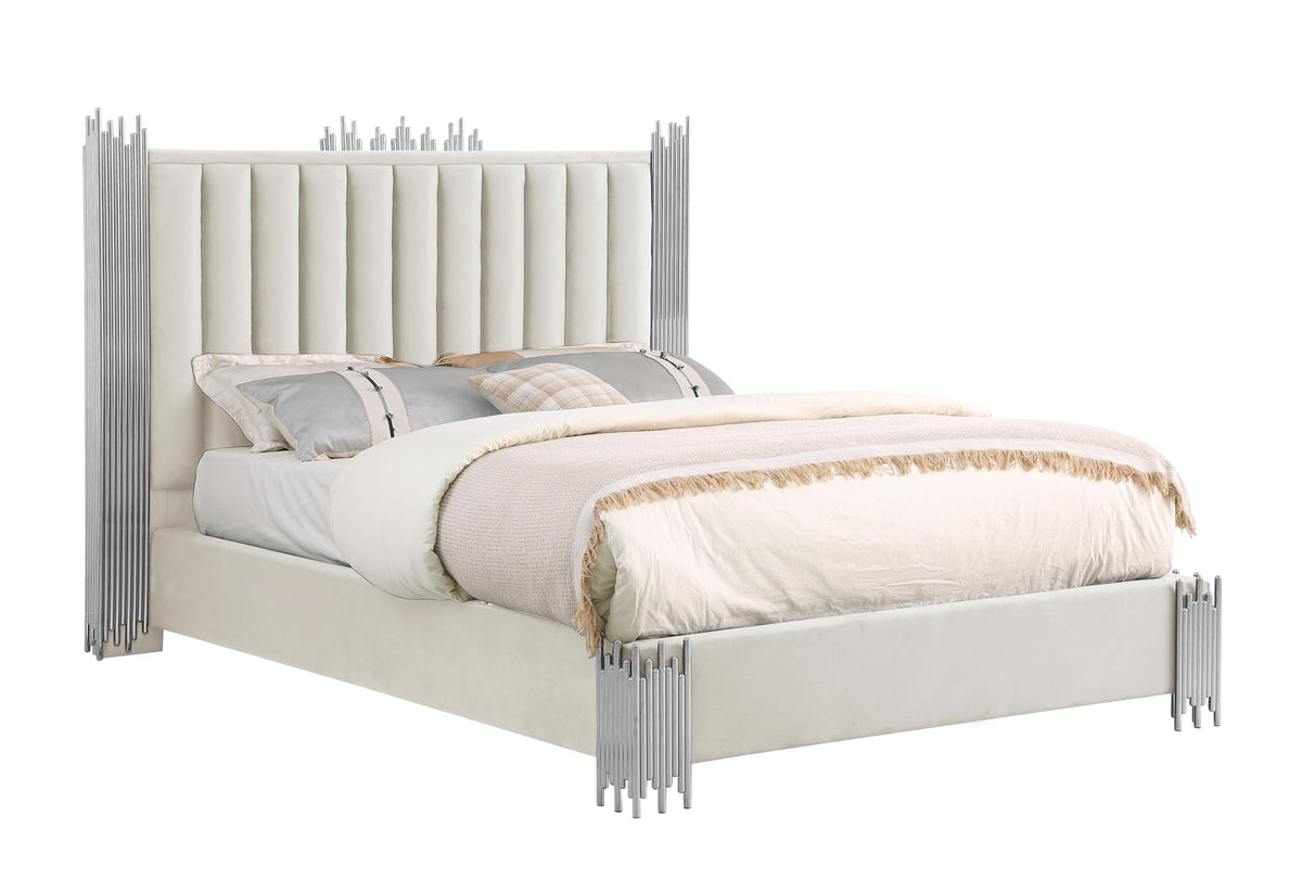 Best Quality Furniture B01-Ekb Platform, King (U.S. Standard), Cream/Silver