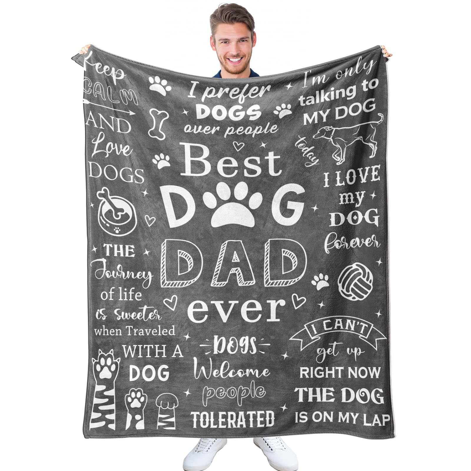 Mosslink Dog Dad Blanket 60'X50', Dog Dad Gifts For Men, Dog Dad Gift, Birthday Gifts For Dog Dad, Dog Lover Gifts For Men, Ch
