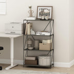 Furinno Wire 4-Tier Industrial Style Metal Frame Bookcase, Display Shelf, 24 Wide, Finn Oak