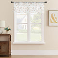 Mrtrees Sheer Curtain Valances 2 Panels, Leaves Embroidered Voile Valance Curtains Rod Pocket, 54X16 Inches Small Sheer Window C