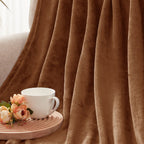Exclusivo Mezcla Extra Large Fleece Throw Blanket For Couch, Sofa, 300Gsm Super Soft And Warm Blankets, Brown Throw All Season U