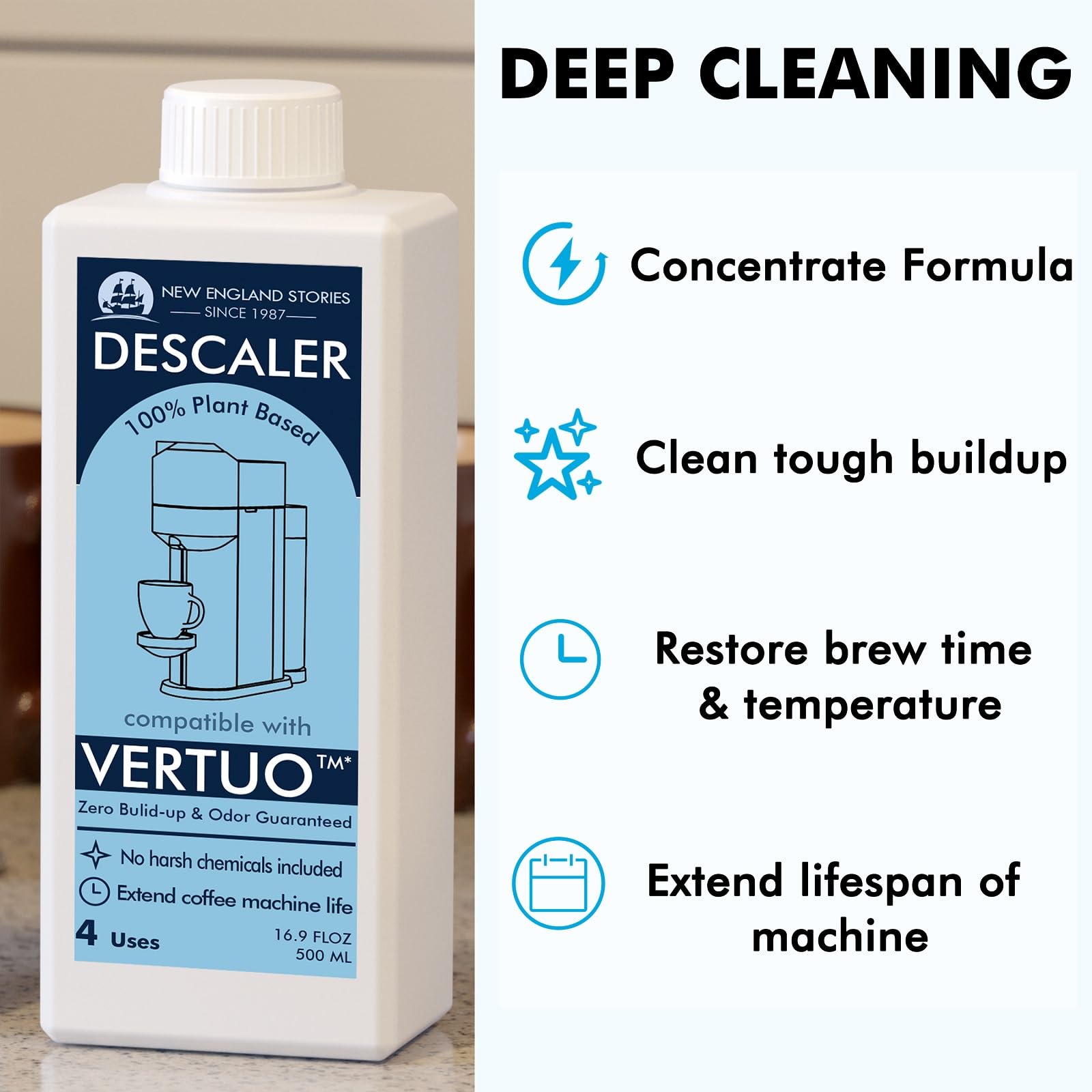 Nespresso Compatible Descaling Kit, Total 8 Uses, Eco-Friendly Formula To Clean Coffee Machine, Vertuoline Compatible Descaling