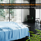 Shilucheng Bamboo Bed Sheet Set King Lake Blue 1800 Thread Count 6-Piece Deep Pocket