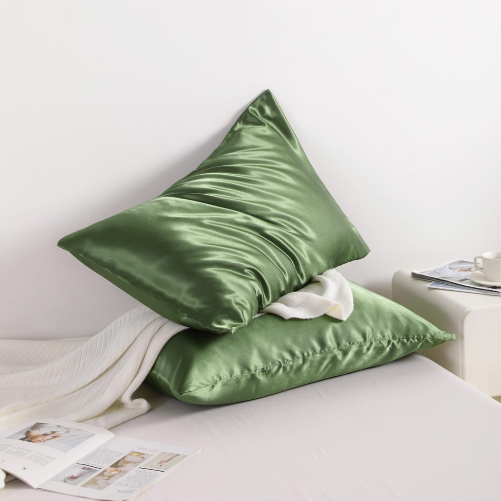 Ntbay 2 Pack Satin King Pillowcases For Hair And Skin, Luxurious And Silky Pillow Cases With Envelope Closure, 20X40 Inches, Olive Green