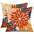 Dfxsz Orange Blue Flower Pillow Covers 20X20 Inch Set Of 2 Fall Throw Pillows Outdoor Waterproof Decor For Living Room Sofa Pati