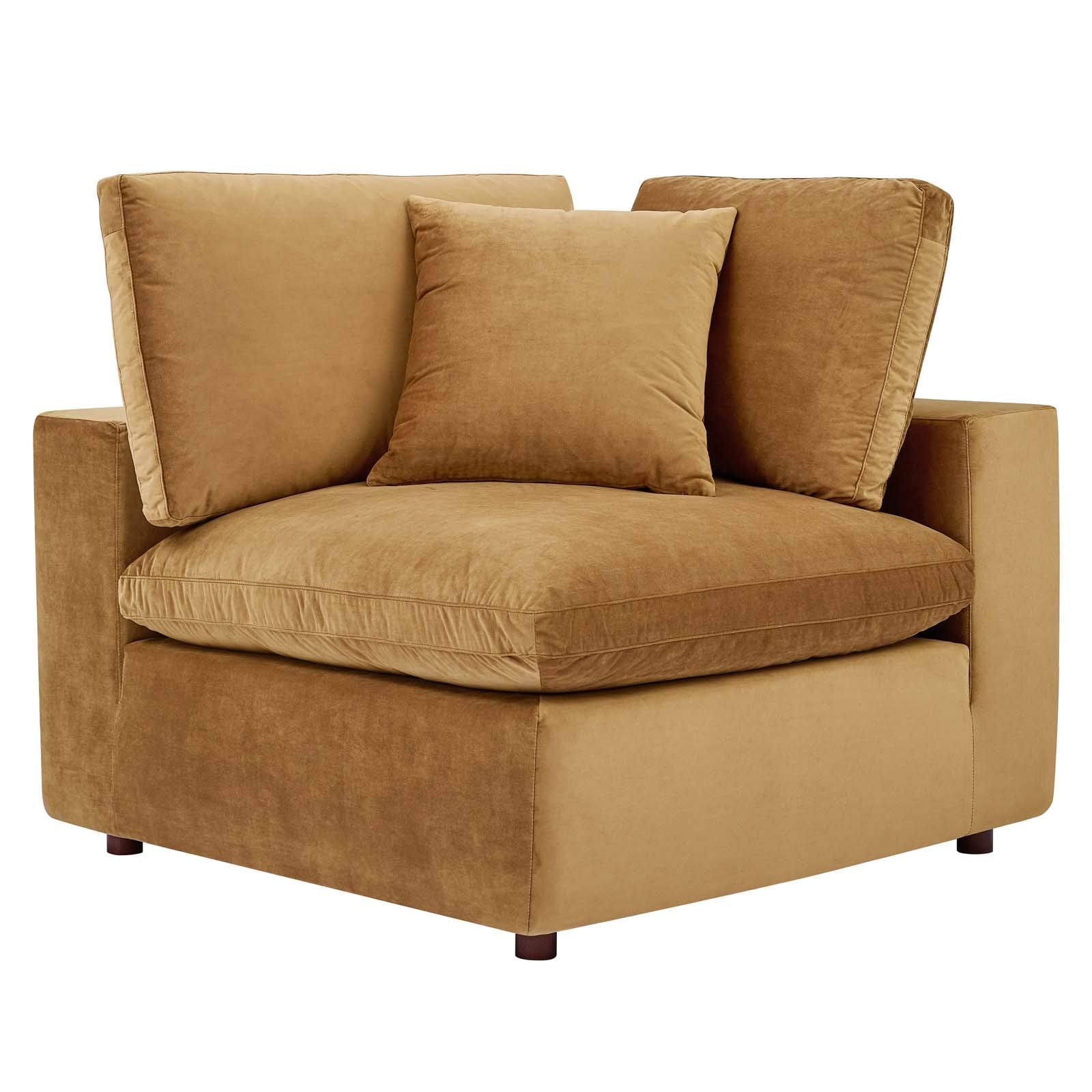 Modway Commix Down-Filled Overstuffed Performance Velvet Sectional Sofa Corner Chair