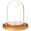 Plymor 3 x 4 Watch Glass Display Dome Cloche (Oak Base & Brass Wire)
