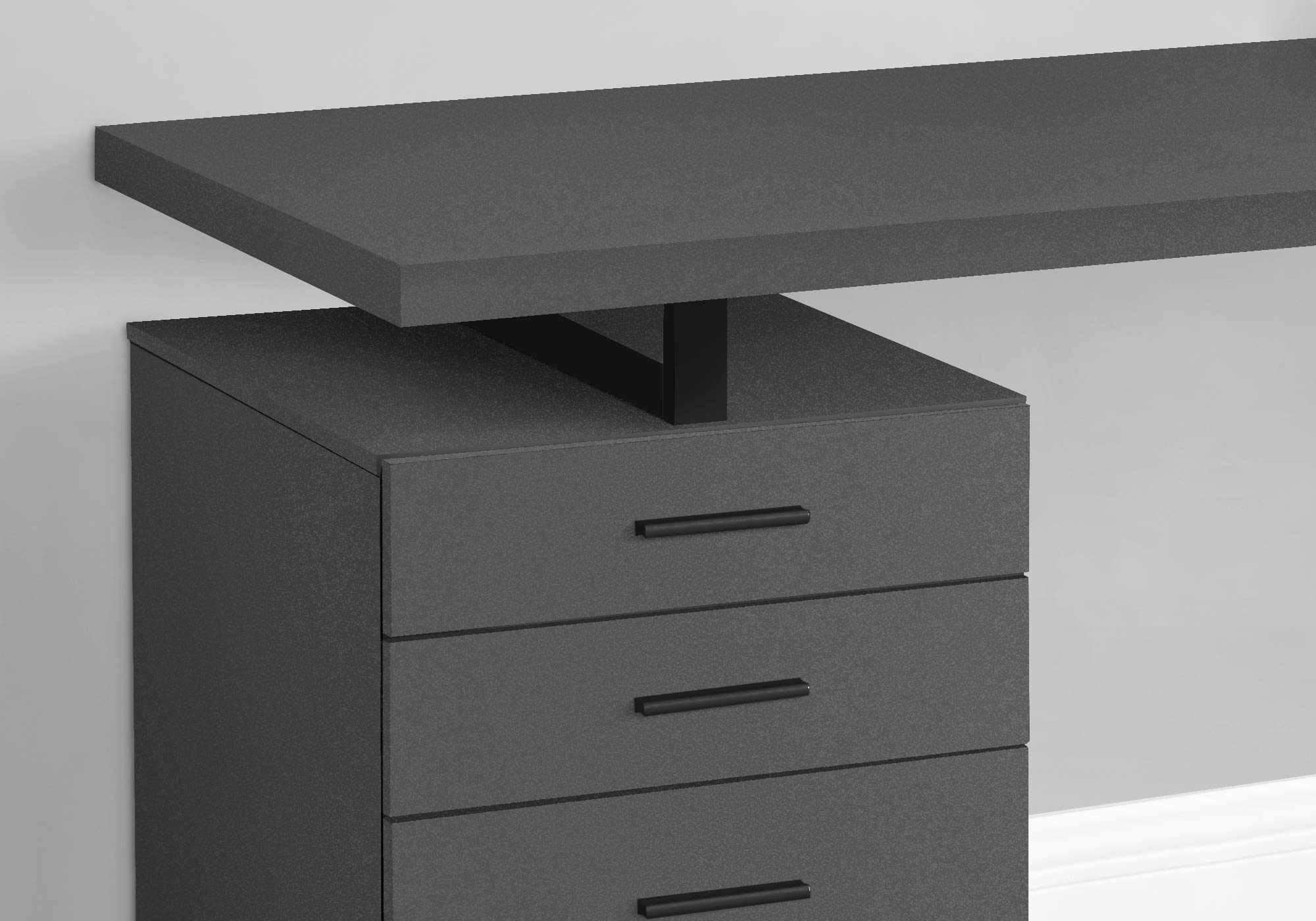Monarch Specialties I 7645 Computer Desk, Home Office, Laptop, Left, Right Set-up, Storage Drawers, 48' L, Work, Metal, Laminate, Grey, Black, Contemporary