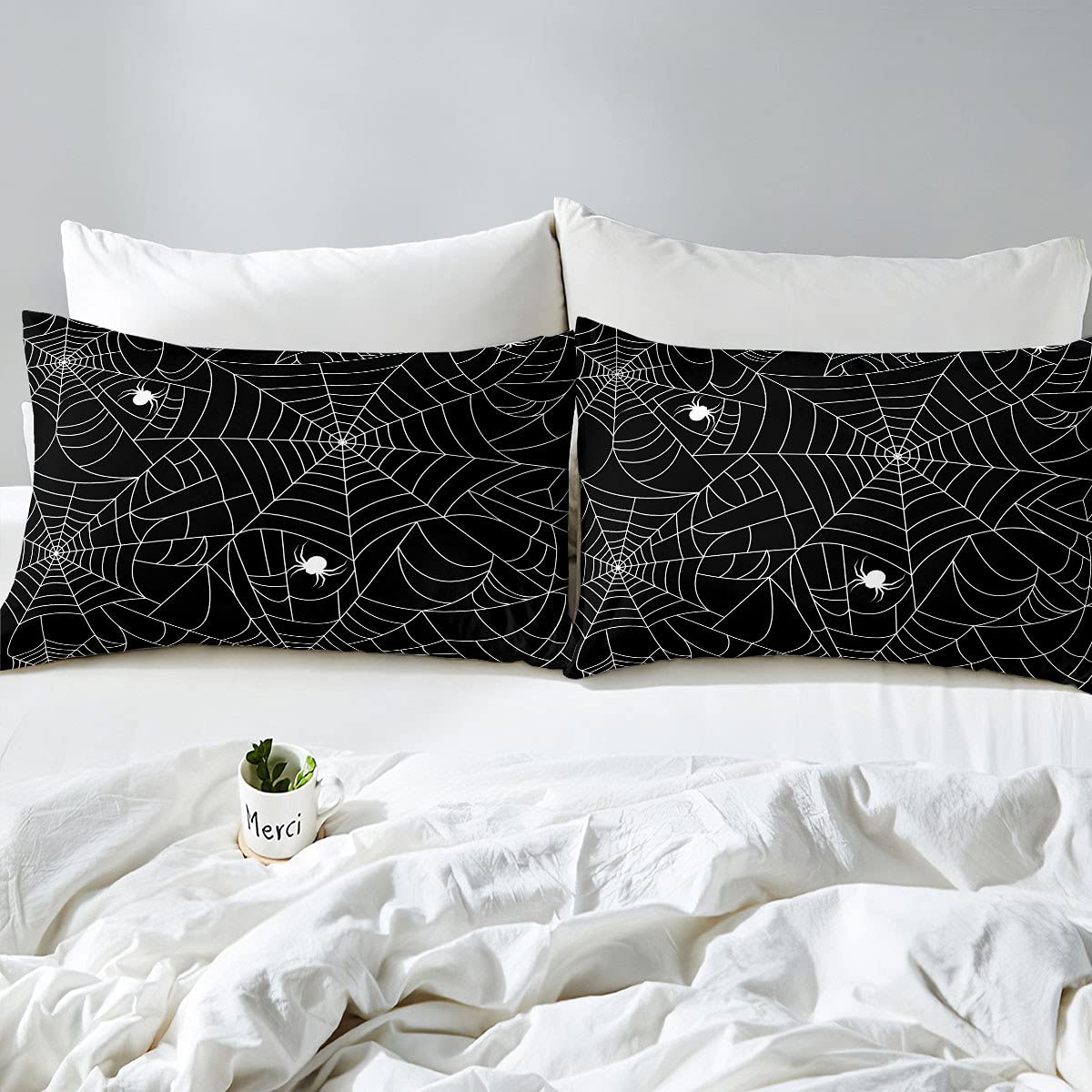 Boys Spider Web Printed Comforter Set For Kids Girls Twin Halloween Themed Comforter Decorative Scary Spider Bedding Sets Childr