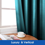 Homeideas 2 Panels Faux Silk Curtains Teal Blackout Curtains For Bedroom 52 X 108 Inch Room Darkening Satin Drapes/Curtains, The