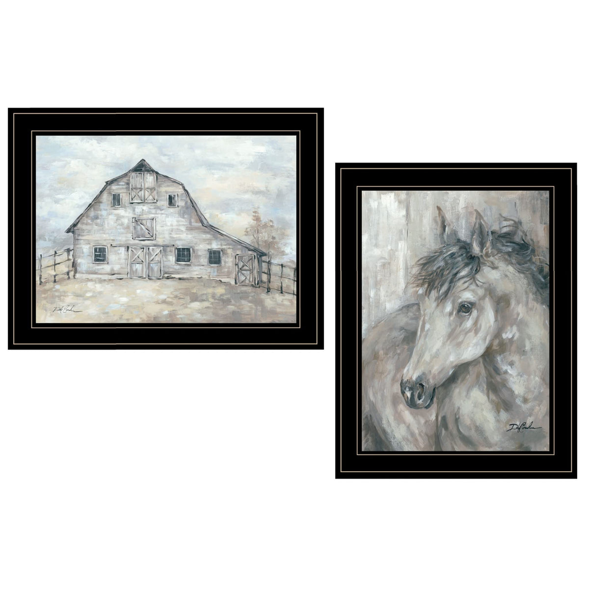 Set Of Two TRUE Spirit Horses 2 Black Framed Print Wall Art