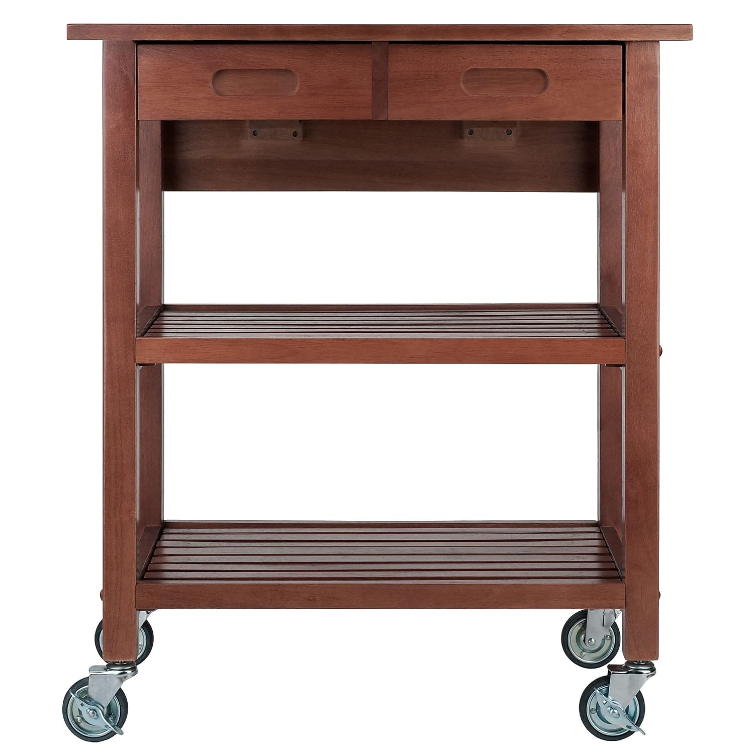 Winsome 94734 Jonathan 2 Drawer Rolling Kitchen Cart in Walnut