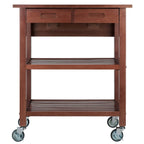 Winsome 94734 Jonathan 2 Drawer Rolling Kitchen Cart in Walnut