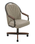 Chromcraft Douglas 6 Casual Dining Chairs Classic Swivel Tilt Dining Chairs With Casters, Wooden Arm Metal Base Chairs With Roll