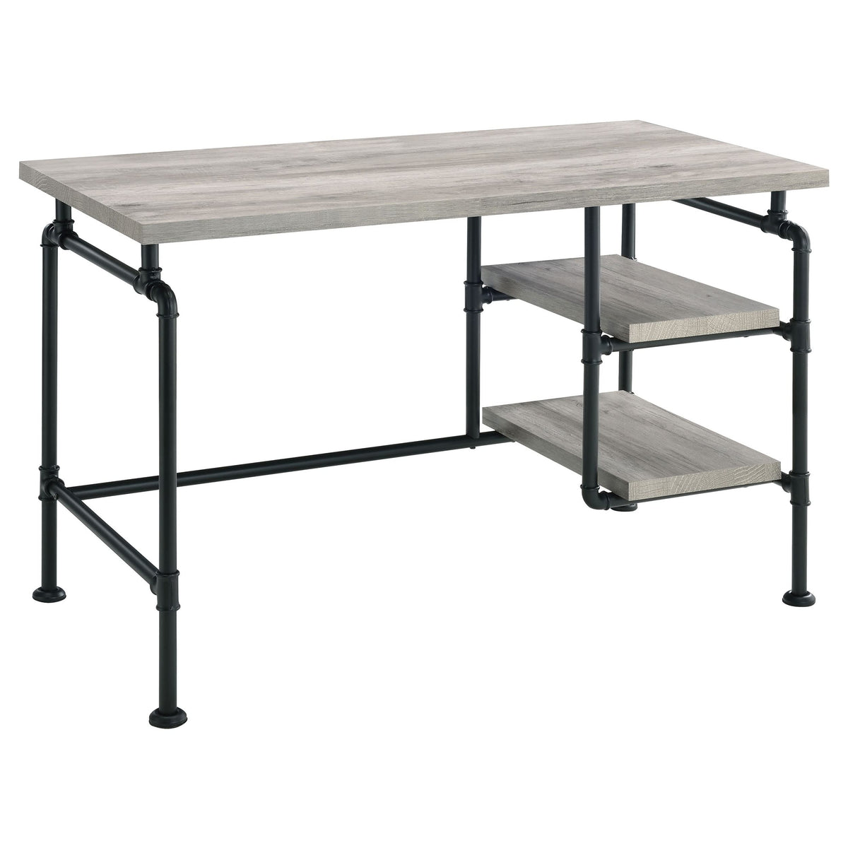 Coaster Home Furnishings Delray 2-Tier Open Shelving Writing Desk Grey Driftwood and Black