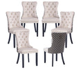 Lktart Velvet Dining Chairs Set Of 6, Tufted Dining Room Chair With Nailhead Ring Pull Trim, Upholstered Dining Chair With Solid