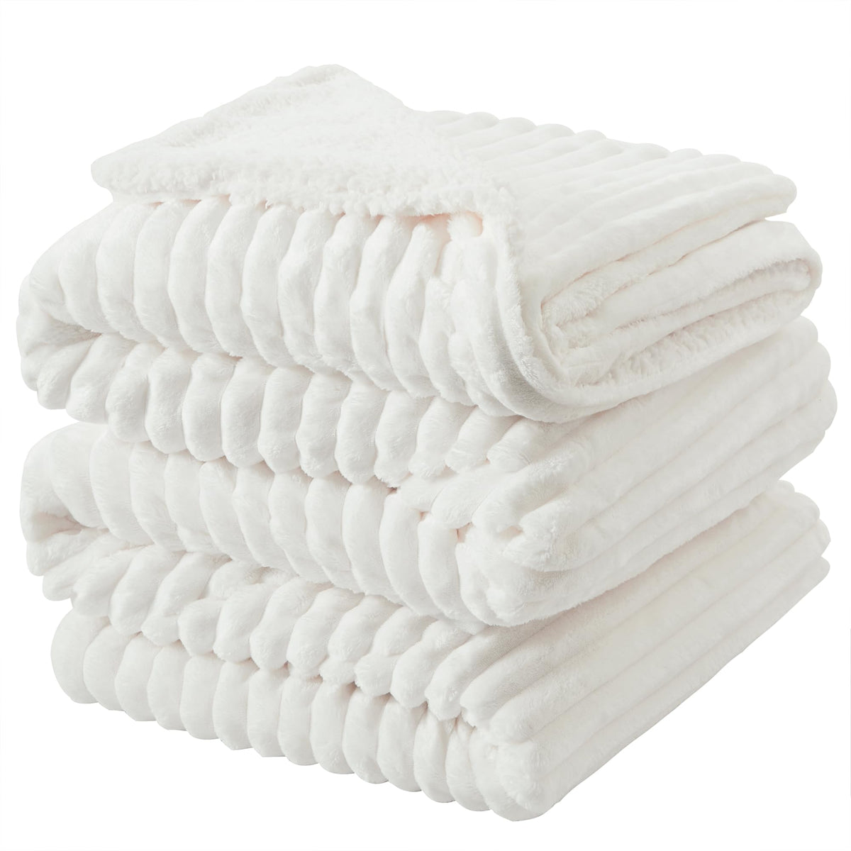 Infiixso Sherpa Fleece King Size Blanket - Super Soft & Warm Striped Fleece Blanket, Cozy Plush Fluffy Large Bed Blanket All Sea
