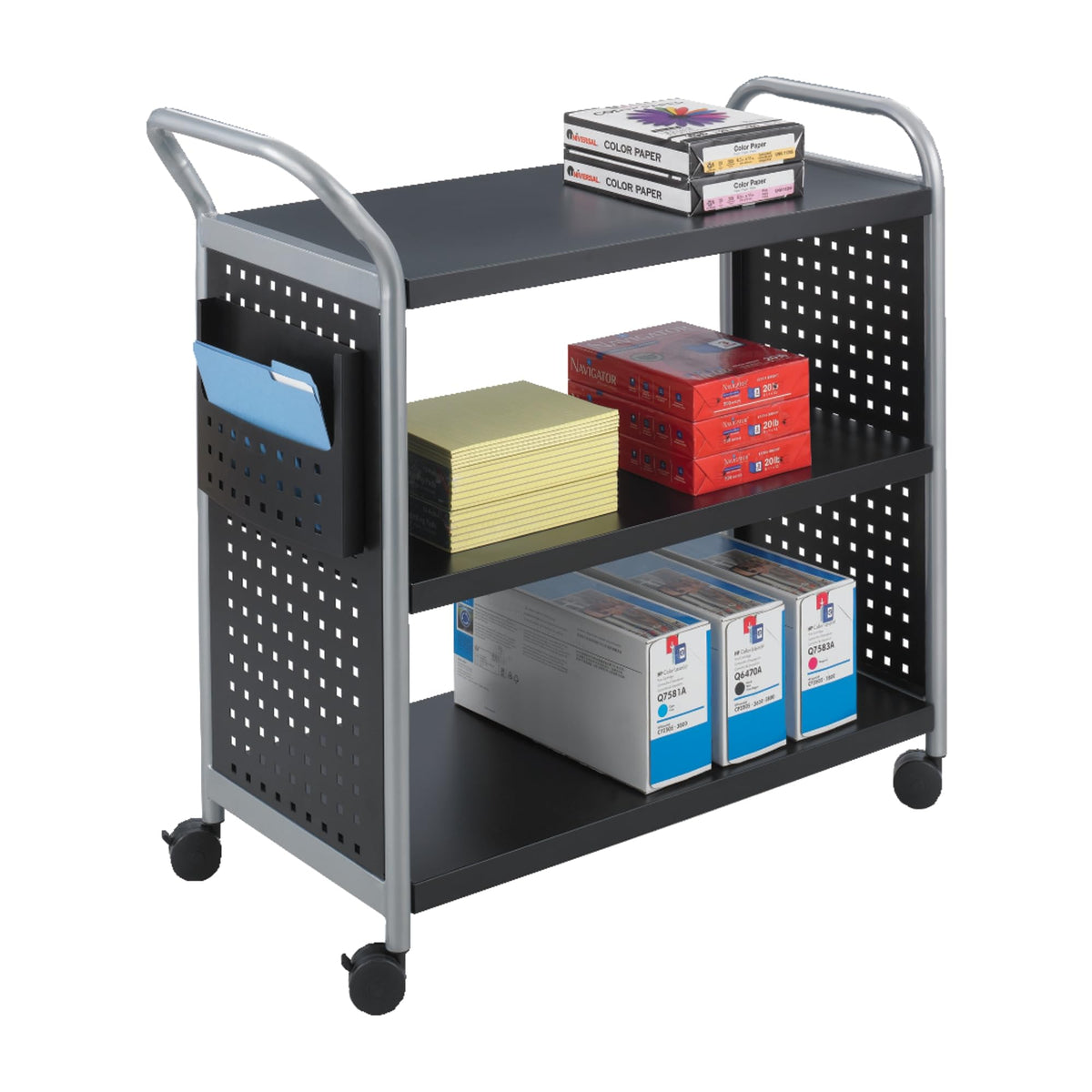 Safco 3-Shelf Scoot Utility Cart, Black