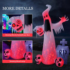 Hopoco 12 Ft Halloween Inflatables Outdoor Halloween Blow Up Yard Decorations Horror White Ghost With 3 Skull Heads Bleeding Eye