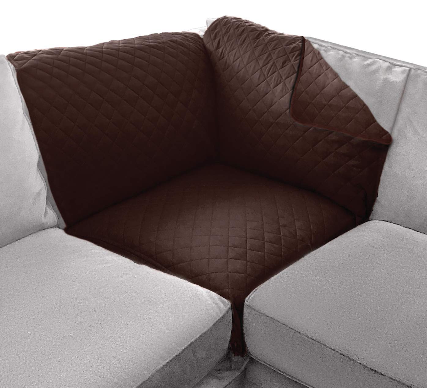 Sofa Shield Patented Sectional Slip Cover, Large Cushion Protector, Reversible Stain And Dog Tear Resistant Slipcover, Quilted Microfiber 30X30” Seat, Washable Covers For Dogs Pets Kids, Chocolate