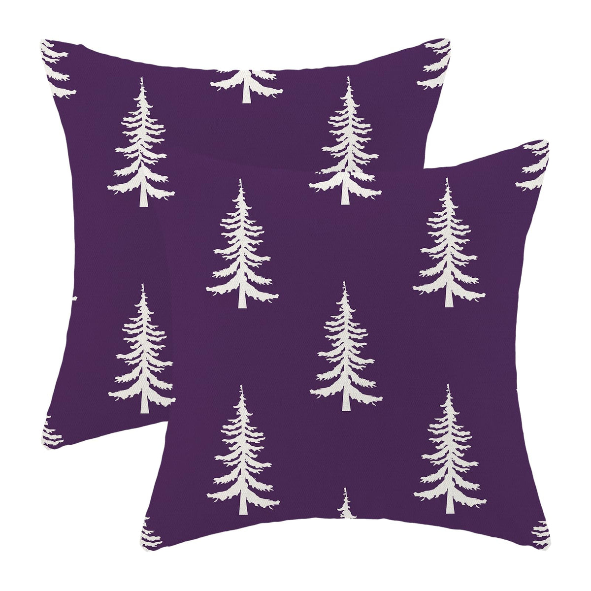 Cxmeifly Christmas Pillow Covers 18X18 Inch Set Of 2 Violet Purple Cream Christmas Tree Decor Throw Pillows Winter Xmas Holiday