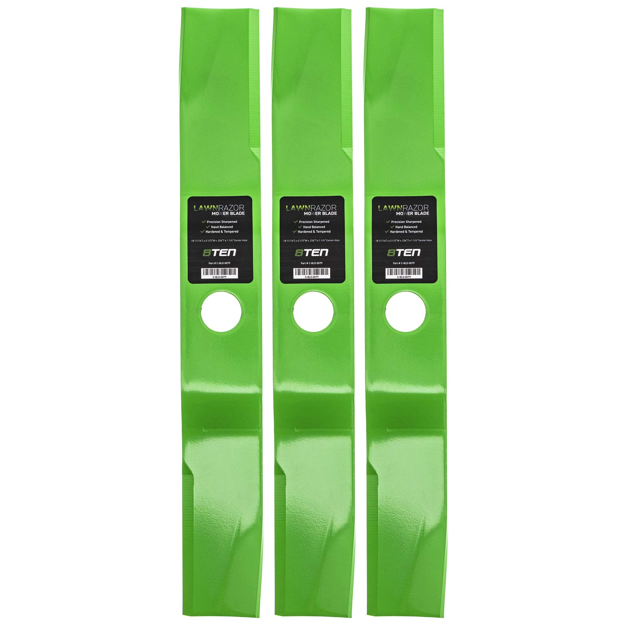 8Ten Lawnrazor Blade Set For Kubota Rck54-18Z Rc54-24B 54 Inch Deck 70000-25004 76529-34330 K5615-34330 (High-Lift)