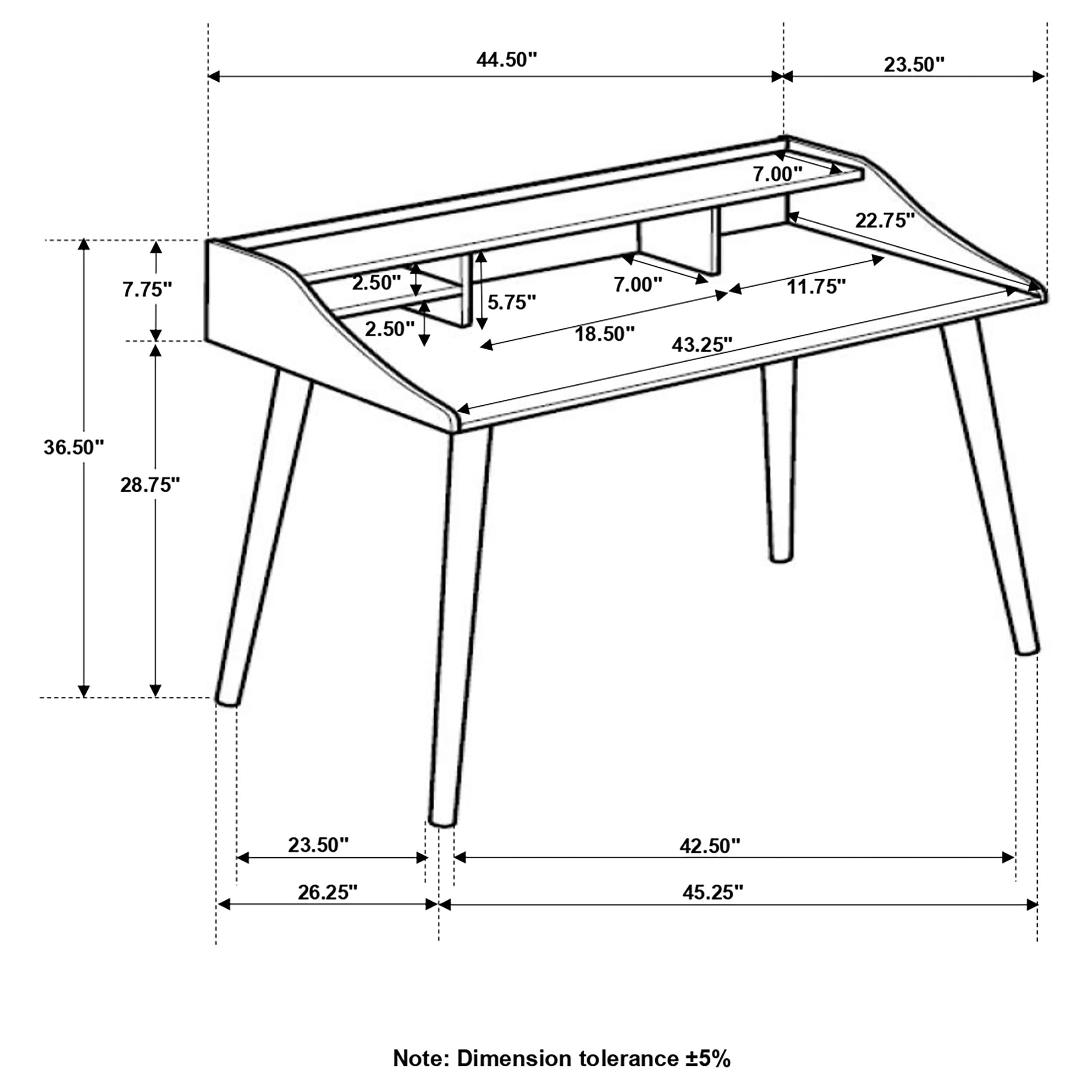 Coaster Home Furnishings Percy Mid-Century Modern 4-Compartment Gray Writing Desk 804497