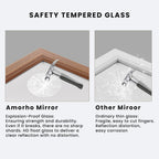 Amorho Bathroom Mirror, 24X32 Inch Wall Mirror, Walnut Wood Grain Metal Framed, Anti-Rust, Hang Horizontally/Vertically, Suitabl