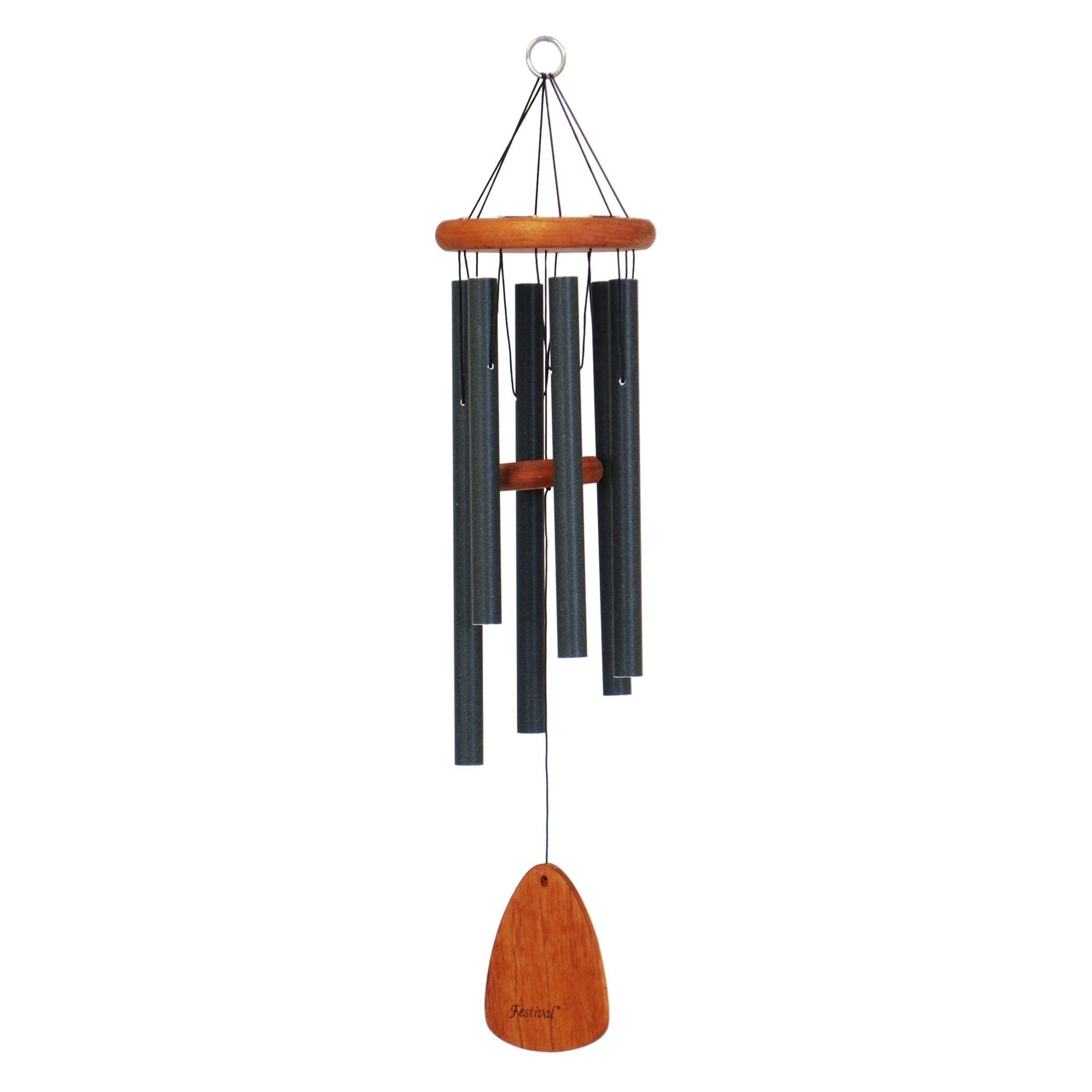 Festival 30-Inch Redwood Wind Chime In Forest Green By Wind River For Patio, Backyard, Garden, And Outdoor D  Cor. Made In The U