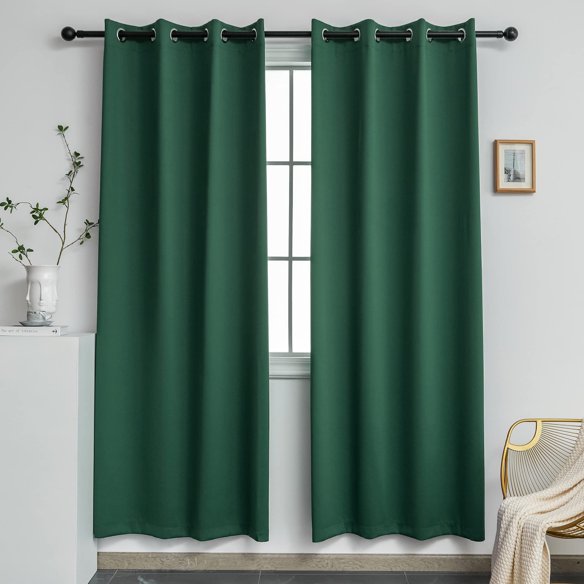 Ygo Window Drapery Panels Blackout Curtains Window Treatment Thermal Insulated Solid Grommet Blackout Drapes For Bedroom Set Of