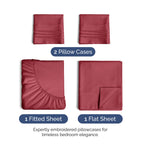 King Size 4 Piece Sheet Set - Extra Soft, Breathable And Cooling Sheets - Hotel Luxury Durable Bed Sheets For Women & Men - Deep Pockets, Easy-Fit & Wrinkle-Free Sheets - Berry Oeko-Tex Bed Sheet Set