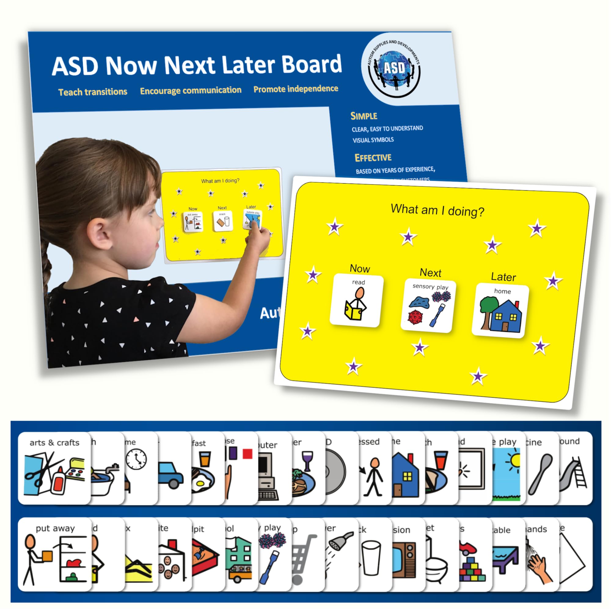 First Then Visual Schedule For Kids -Premium Durable Plastic -32 Communication Cards -Autism Learning Materials -Special Educati