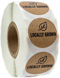 Sblabels 1 Inch Round Natural Kraft Locally Grown Stickers / 500 Per Roll Grown Local 1' Labels