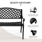 Vingli 40.5' Outdoor Bench Patio Garden Bench, Anti- Rust Cast Aluminum Patio Bench Front Porch Bench For Yard Lawn Entryway Deck, Black