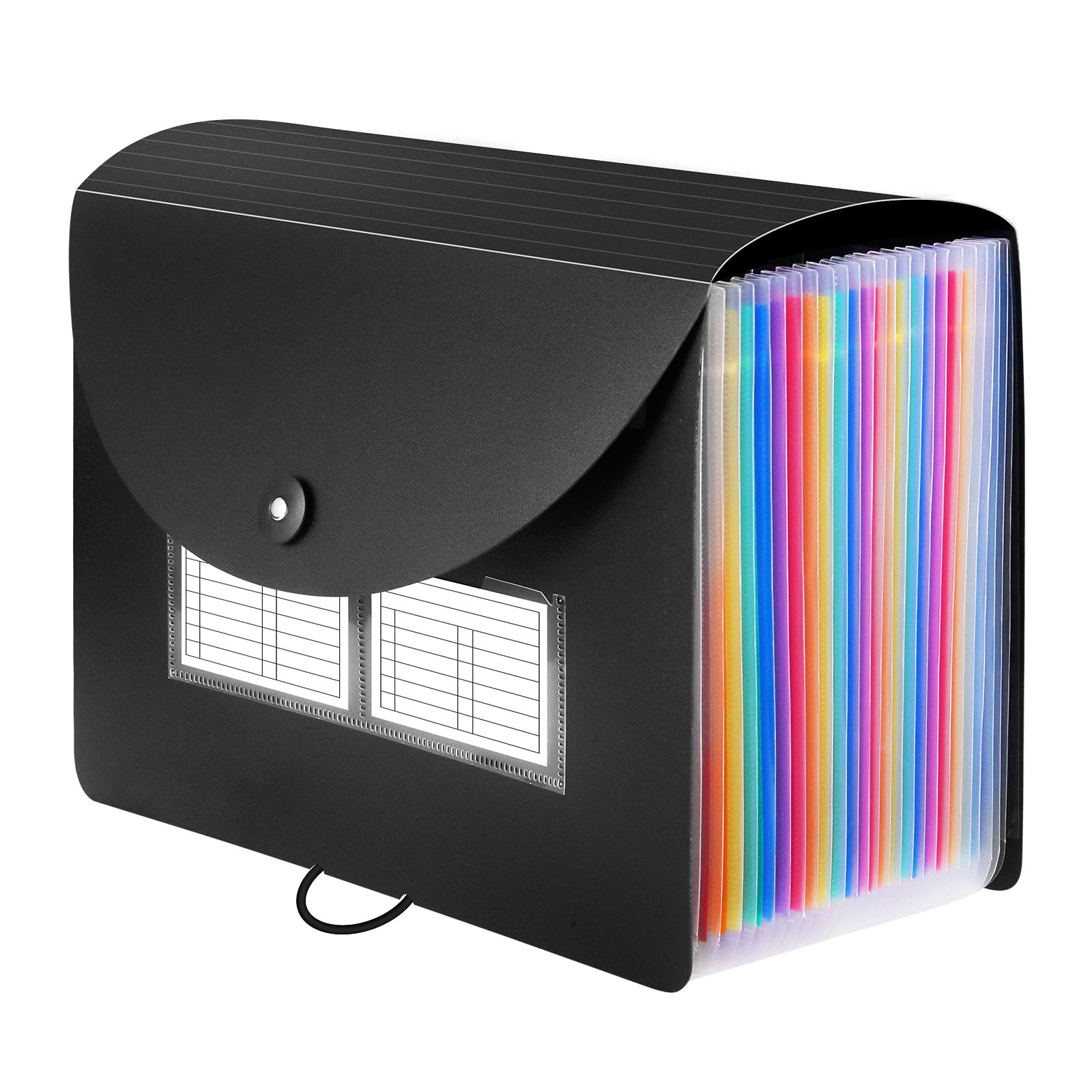 Sooez 24 Pockets Expanding File Folder With Blank Labels, According File Organizer With Expandable Cover, Desktop Accordion Fold