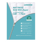 JUNESHE Crib Mattress Storage Bag with Zipper -5 Mil Plastic Waterproof Crib Mattress Bag for Moving and Storage