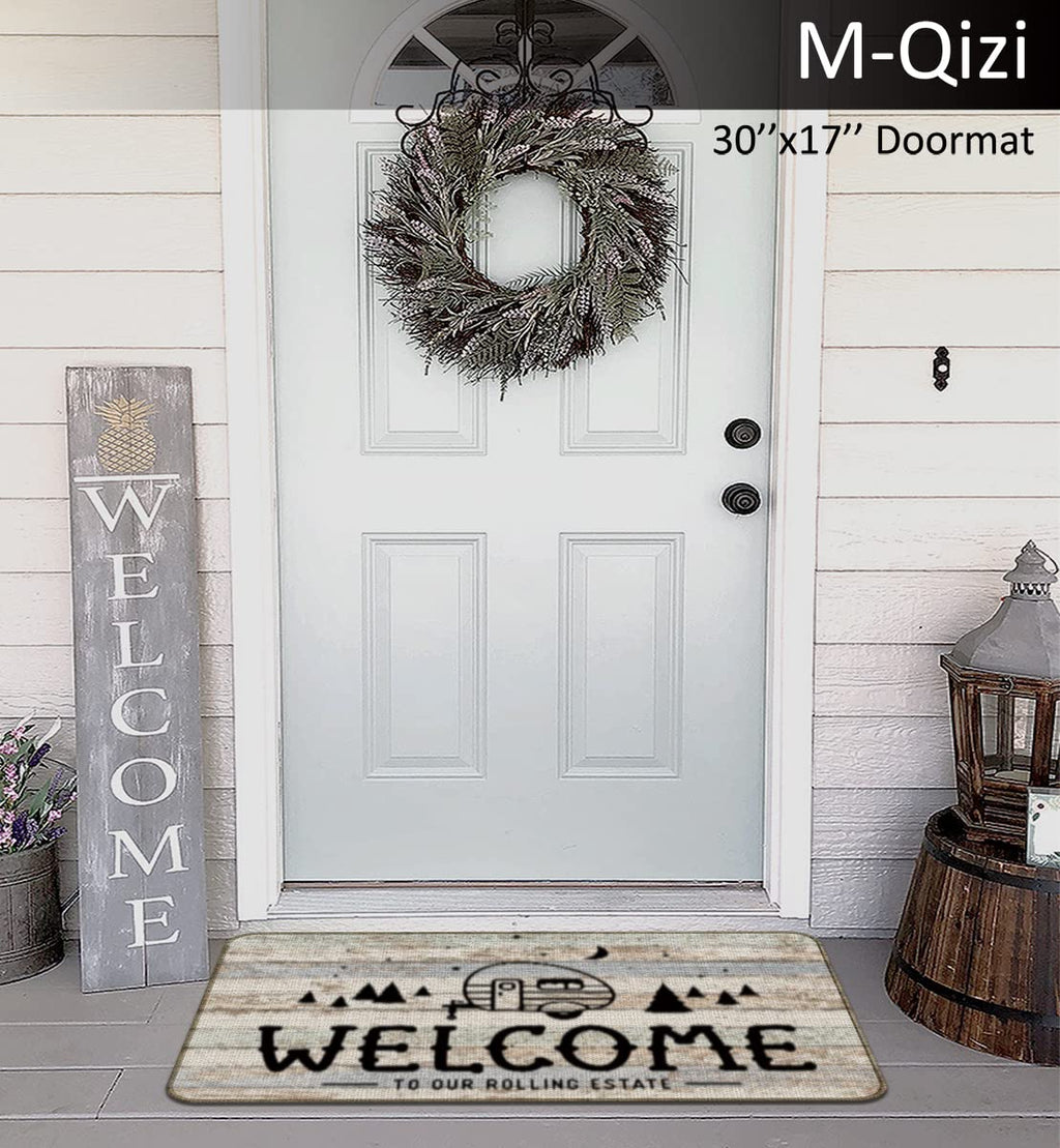 Camping Doormat Pillow Cover Set - 30'X 17' Camping Door Mat, 18   X 18    Camper Pillows Cover, Rv Door Mat, Rv Decorations F