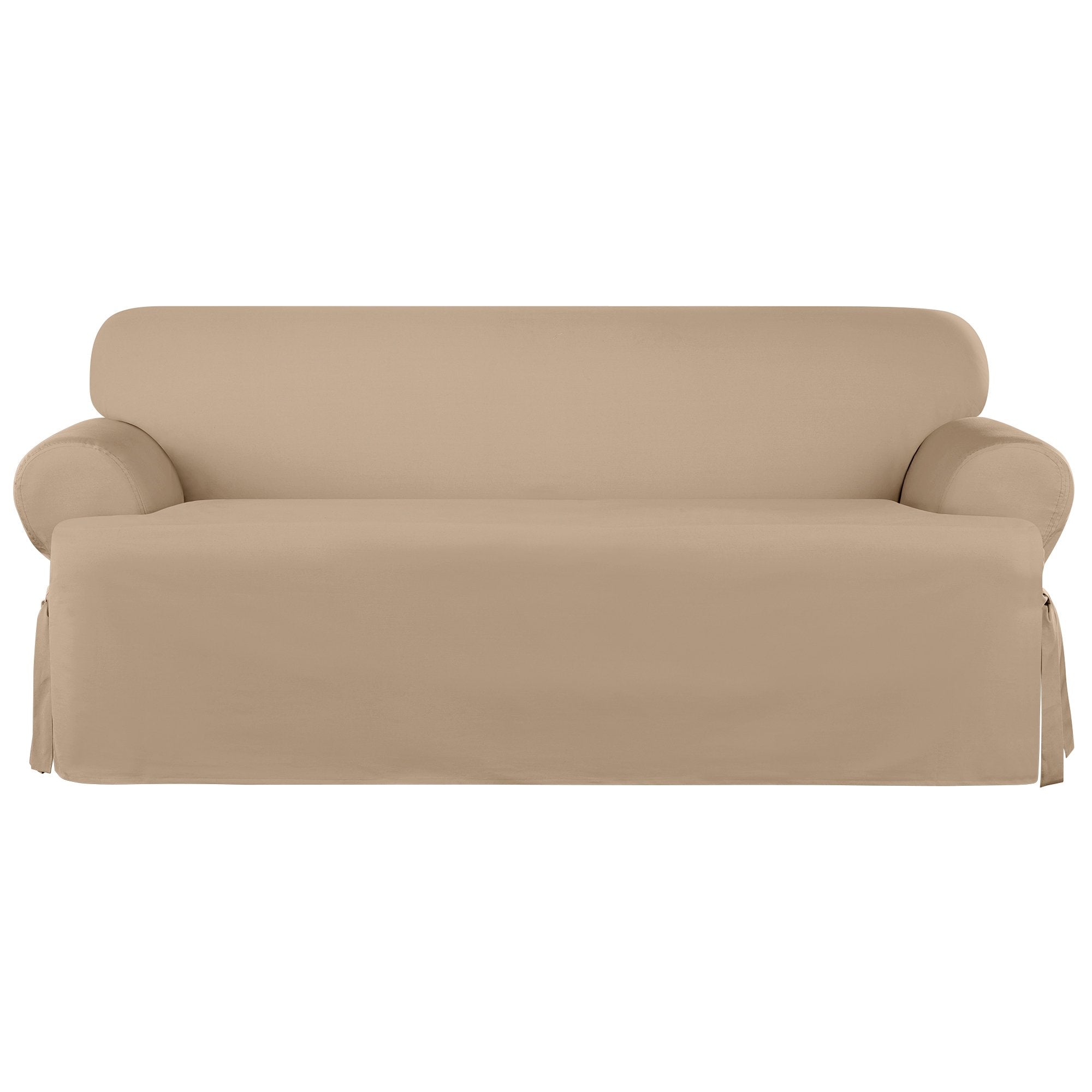 Surefit Heavyweight Cotton Duck One Piece T-Cushion Sofa Slipcover - Khaki (Sf41868)