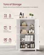 Vasagle Bathroom Floor Storage Cabinet, Bathroom Storage Unit, Freestanding Cabinet With 4 Doors, Adjustable Shelves, 11.8 X 23.6 X 43.3 Inches, White Ubbc552P31