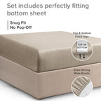 Twin Xl Size Fitted Bed Sheet - Hotel Luxury Single Fitted Bottom Sheet Only - Fits Mattress Between 8 To 16 Inches - Deep Pockets, Extra Soft And Wrinkle Free - Breathable & Cooling - Heathered Beige