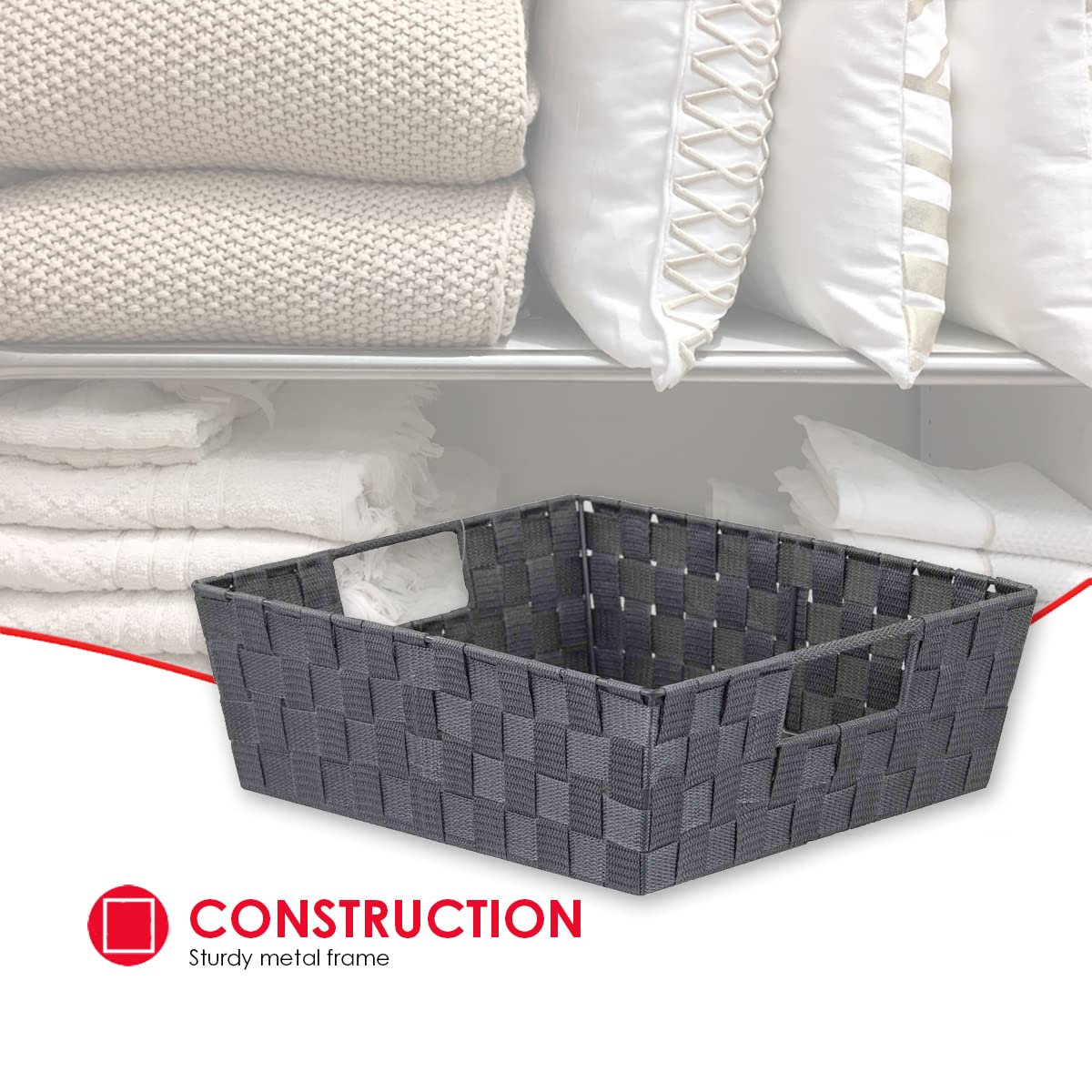 Grey Non-Woven Storage Bin With Open Handles By Home Basics | Closet Organization Essential