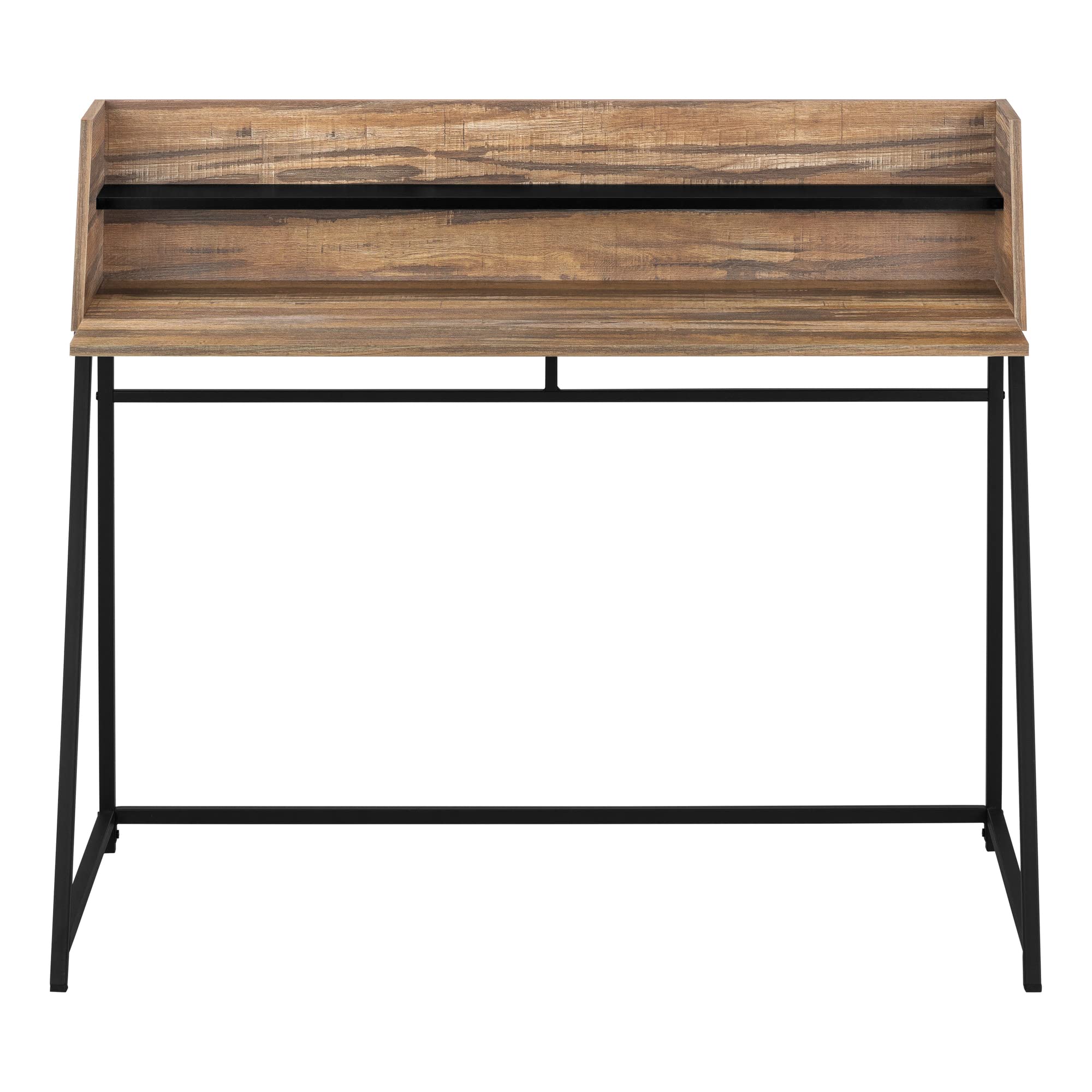 Monarch Specialties 7548 Computer Desk, Home Office, Laptop, Storage Shelves, 48&quot; L, Work, Metal, Laminate, Contemporary, Modern Desk-48, 47.25&quot;L x 23.75&quot;W x 39.25&quot;H, Brown Reclaimed Wood-Look/Black