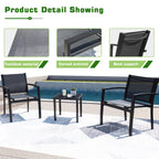 Flamaker Patio Chairs 3 Piece Outdoor Textilene Fabric Bistro Conversation Set With Side Table All Weather Porch Furniture For Balcony, Poolside, Lawn (Black)