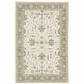 HomeRoots 510097 6 x 9 ft. Ivory Gray & Blue Oriental Power Loom Stain Resistant Rectangle Area Rug