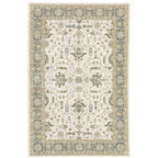 HomeRoots 510097 6 x 9 ft. Ivory Gray & Blue Oriental Power Loom Stain Resistant Rectangle Area Rug
