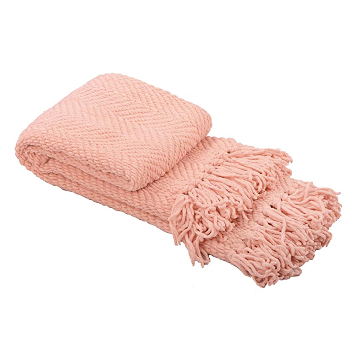 Home Soft Things Pink Throw Blanket Knitted Tweed Throw 50' X 60', Peach Melba, Super Soft Cozy Warm Comfortable Breathable Th